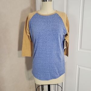 ☀️NWT LULAROE Randy Heather Blue/ Mustard Raglan Tee Shirt